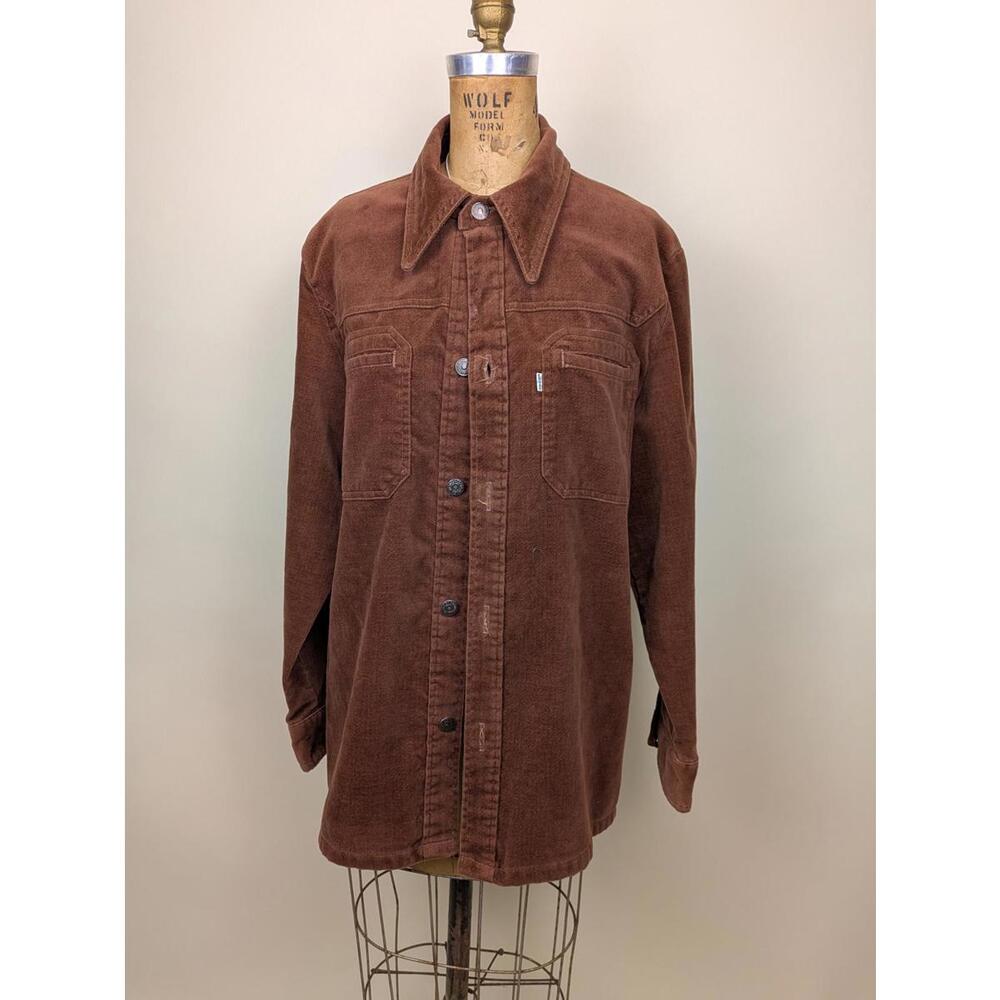 1970s Levis rare corduroy white tab button up work shirt